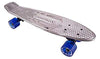Karnage Chrome Retro Skateboard - Silver Deck/Blue Wheels